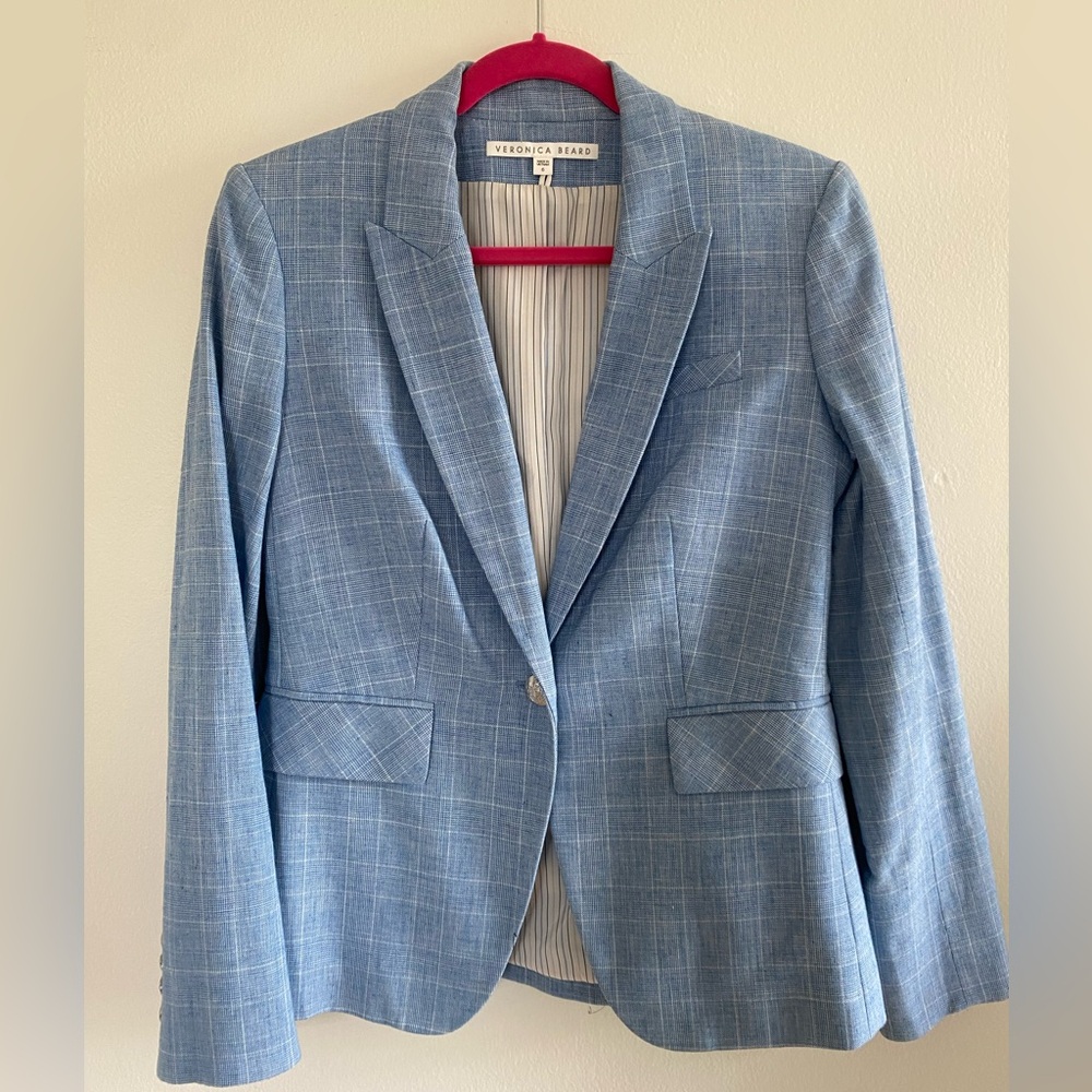 Veronica Beard Blue Plaid Blazer Size 6